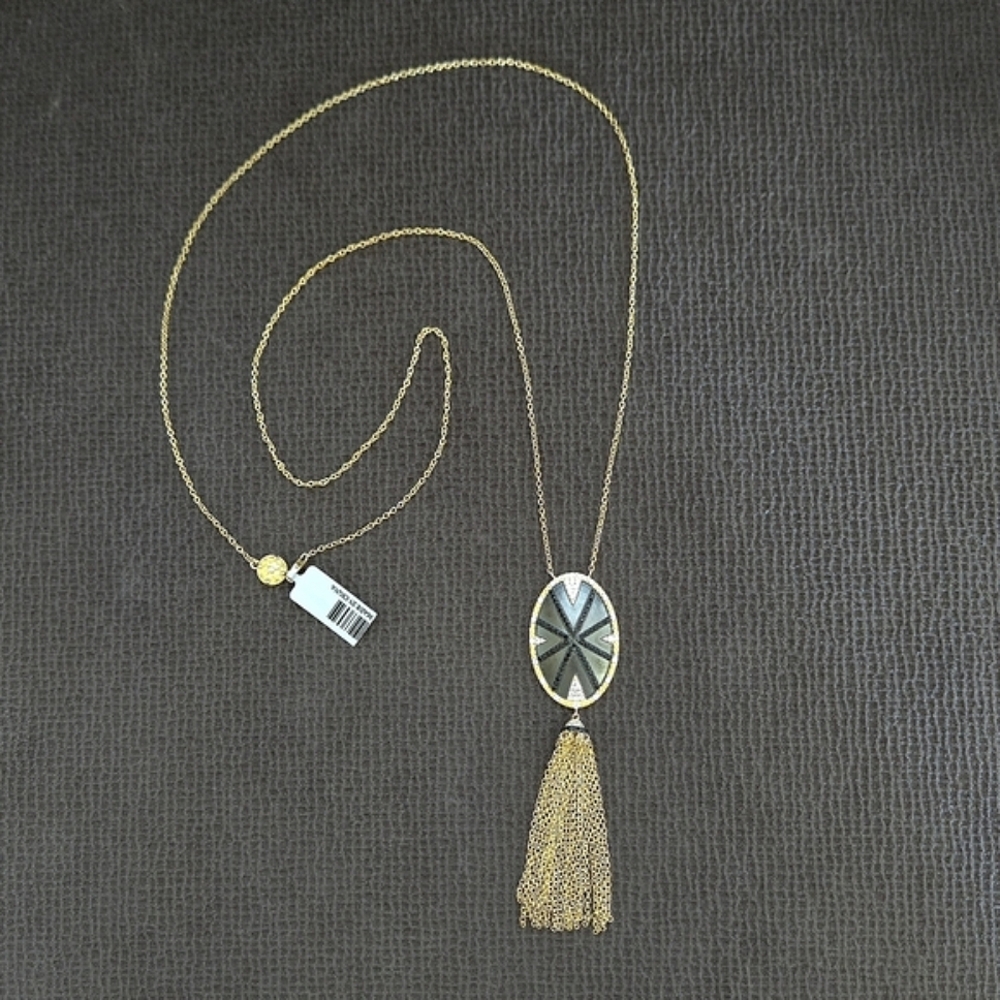 Freida Rothman Long Starburst🎇 Necklace with Gold💛 Chain⛓️ Tassel - NWT - Picture 7 of 16